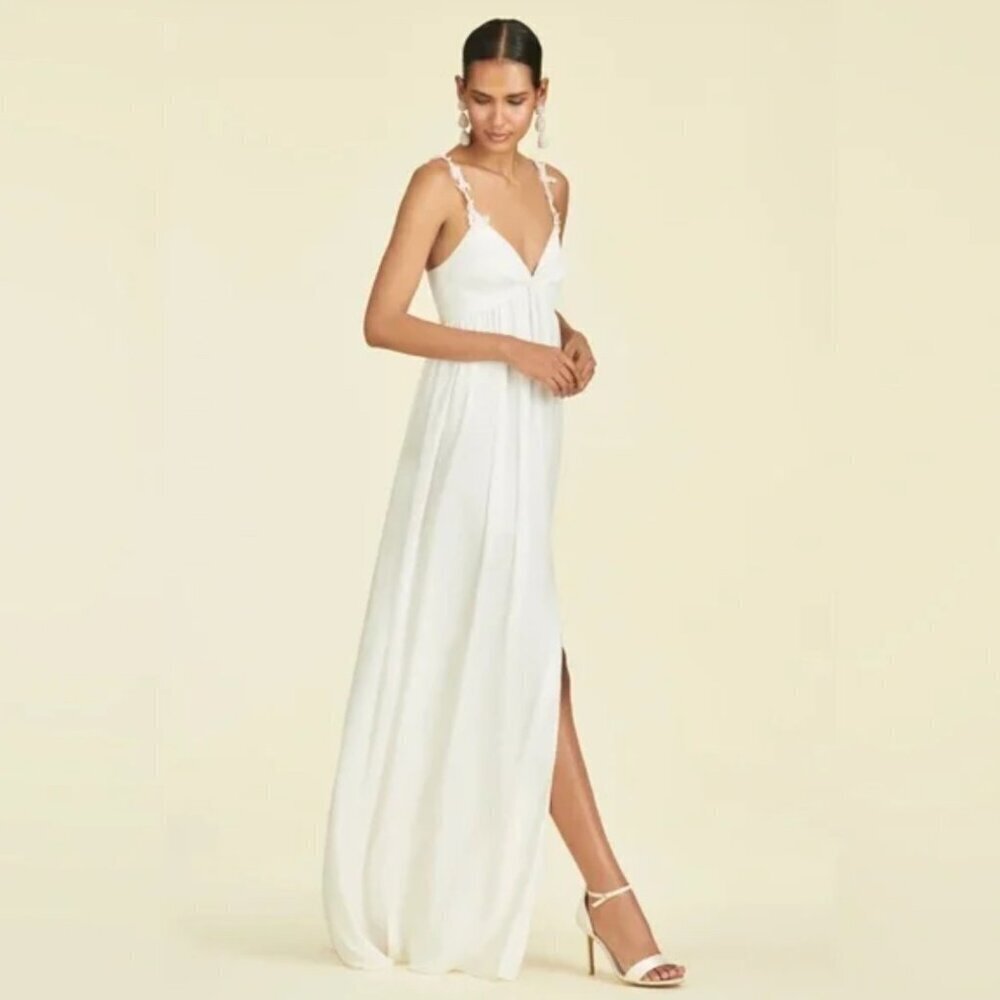 Sachin & Babi Sabrina Empire Chiffon Gown in white wedding NEW $1095 Women's 0